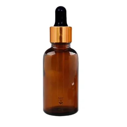 Amber Serum Bottle With Golden Dropper Set 30 ml – 12 Pcs