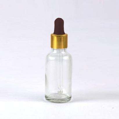 Clear Glass Serum Bottle With Golden Dropper Set 30 ml - 12 Pcs