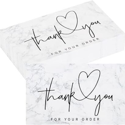 White & Black Thank You Cards for Small Business – 200 Pcs